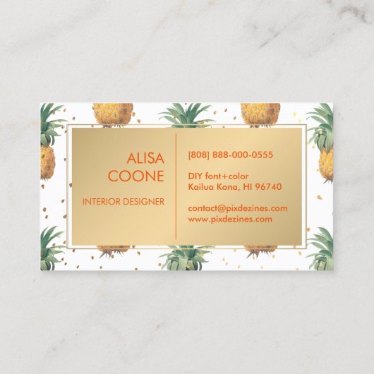PixDezines Pineappleのパターン 名刺 (裏面)