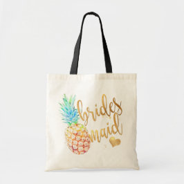 PixDezines Pineapple Bridesmaid/フェイク金ゴールドスクリプト トートバッグ
