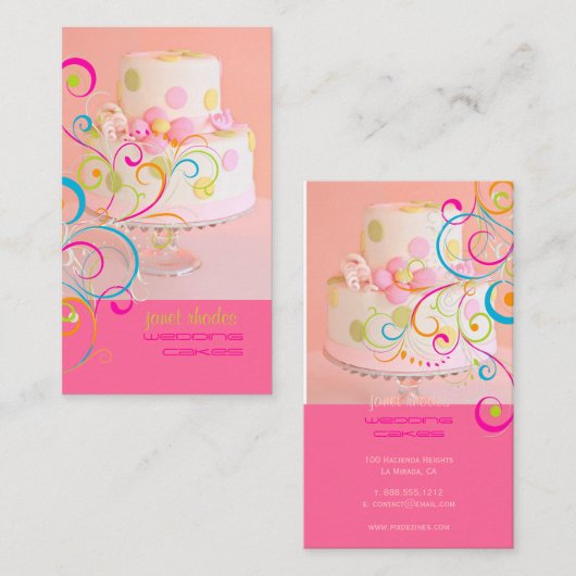 PixDezines(Pinkかわいらしのケー結婚キ/ディ色) 名刺 (正面/裏面)