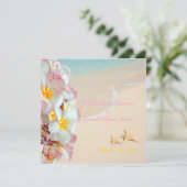 PixDezines PINKプルメリア+スターフィッシュ+スワーズ+ビーチ 招待状 (スタンド正面)