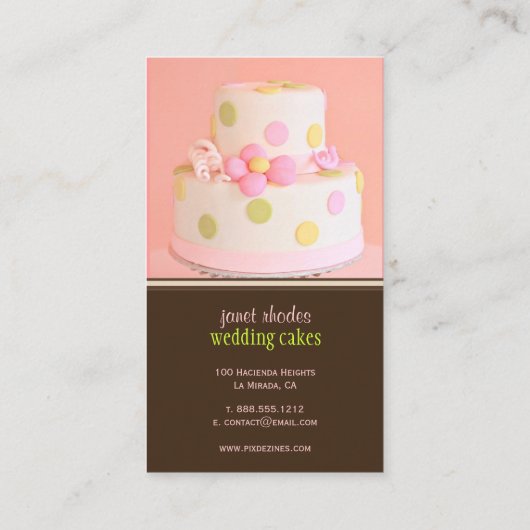 PixDezines Pink結婚のケーキ 名刺 (裏面)