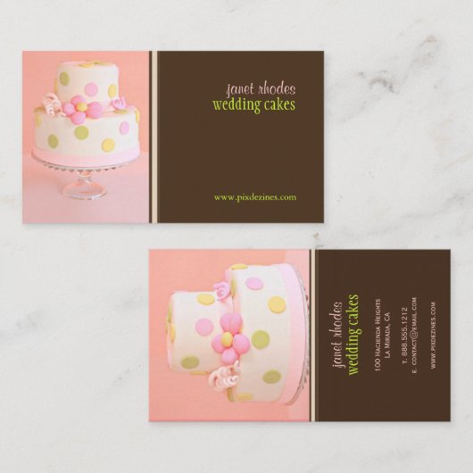 PixDezines Pink結婚のケーキ 名刺 (正面/裏面)