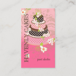 PixDezines Pink +チョコレー結婚トケーキ 名刺