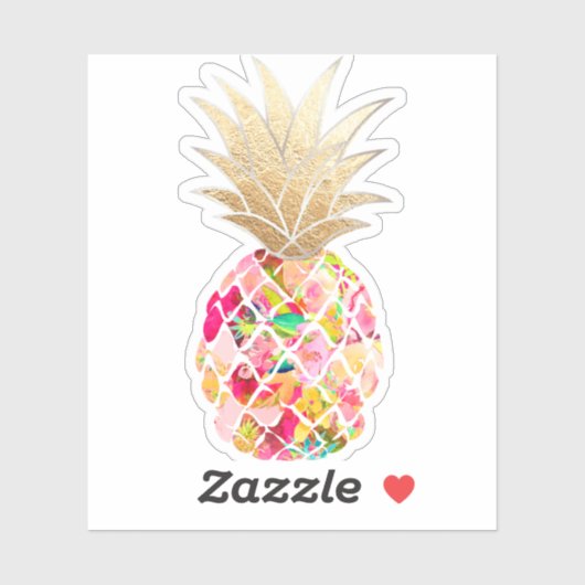 PixDezines Pink Aloha Pineapple、金ゴールドフェイククラウン シール (シート)