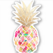 PixDezines Pink Aloha Pineapple、金ゴールドフェイククラウン シール (正面)