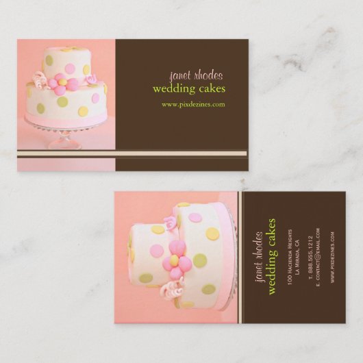 PixDezines Pink+Chocolate's 結婚 cake(PixDezines Pin 名刺 (正面/裏面)