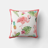 PixDezines Pink Flamingo、トロピカル、フレームDIY クッション (裏面)