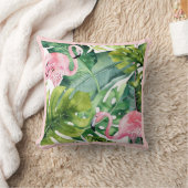 PixDezines Pink Flamingo、トロピカル、フレームDIY クッション (ブランケット)