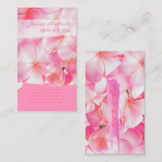 PixDezines PINK KONA PLUMERIAS 名刺 (正面/裏面)
