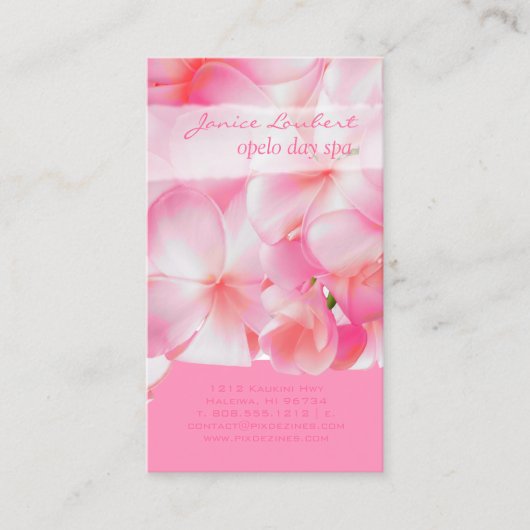 PixDezines PINK KONA PLUMERIAS 名刺 (正面)
