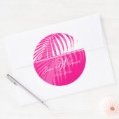 PixDezines Pink Palm Fronds、DIY背景 ラウンドシール (封筒)