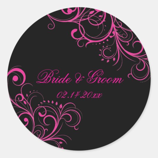 PixDezines Pink Swirls/DIY背景色！ ラウンドシール (正面)