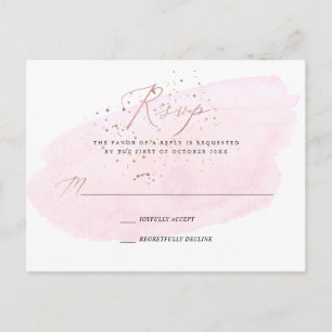 PixDezines Pink Water Color書道RSVP インビテーションポストカード