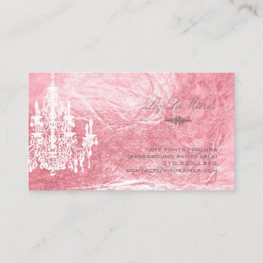 PixDezines Pink+White Chandelier/フェイクfoil 名刺 (裏面)