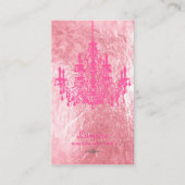 PixDezines Pink+White Chandelier/フェイクfoil 名刺 (正面)