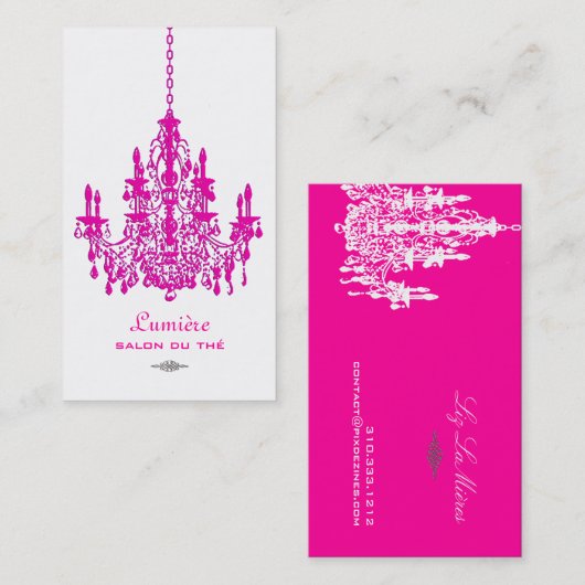 PixDezines Pink+White Chandelier/DIY背景 名刺 (正面/裏面)