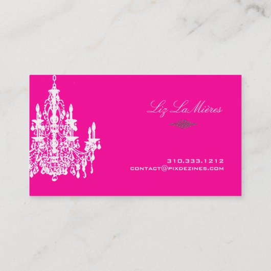PixDezines Pink+White Chandelier/DIY背景 名刺 (裏面)