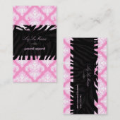 PixDezines Pink+White Olivia Damask/diy背景 名刺 (正面/裏面)