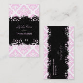 PixDezines Pink+White Olivia Damask/diy背景 名刺 (正面/裏面)