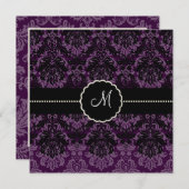 PixDezines Pique、Damask/Black+Violet Velvet 招待状 (正面/裏面)