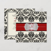 PixDezines Pique、Damask/DIYカラー/黒+白 招待状 (正面/裏面)