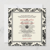 PixDezines Pique、Damask/DIYカラー/黒+白 招待状 (裏面)