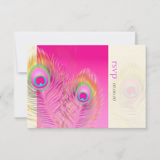 PixDezines Pizzaz Peacock Fethere 出欠カード (正面)