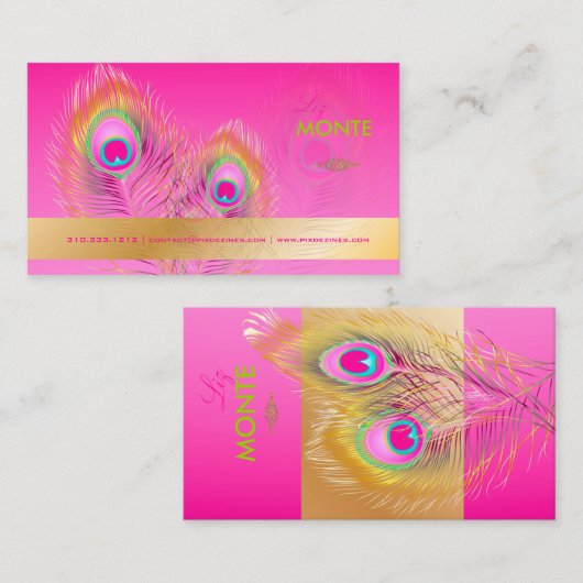 PixDezines Pizzazz Peacock Fether for長寿 名刺 (正面/裏面)