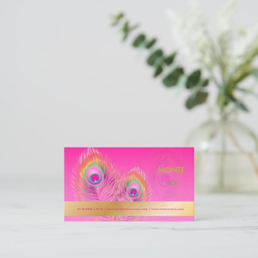 PixDezines Pizzazz Peacock Fether for長寿 名刺 (スタンド正面)