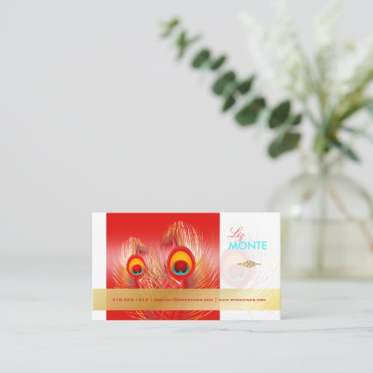 PixDezines Pizzazz Peacock Fether for長寿 名刺 (スタンド正面)