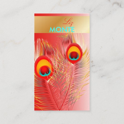 PixDezines Pizzazz Peacock Fether for長寿 名刺 (裏面)