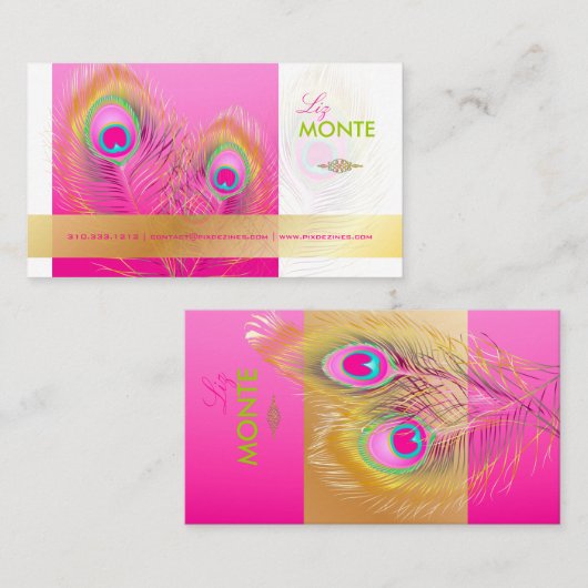 PixDezines Pizzazz Peacock Fether for長寿 名刺 (正面/裏面)