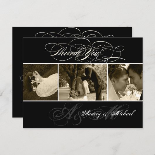 PixDezines Plainの結婚写真ありがとう ポストカード (正面/裏面)