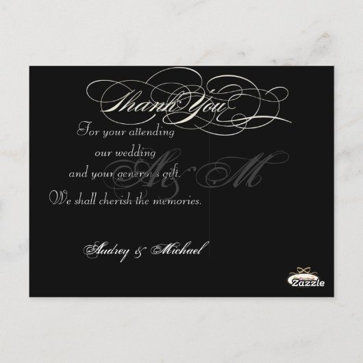 PixDezines Plainの結婚写真ありがとう ポストカード (裏面)