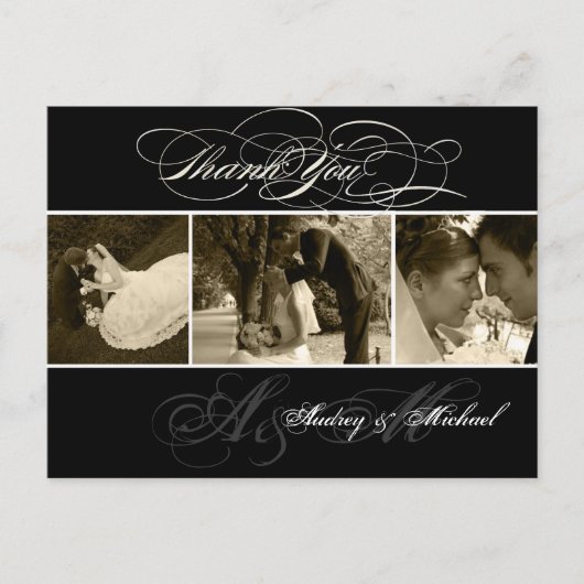 PixDezines Plainの結婚写真ありがとう ポストカード (正面)