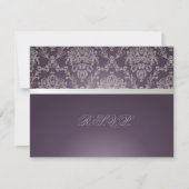 PixDezines plum+silver rsvp、dolcedamask 出欠カード (正面)