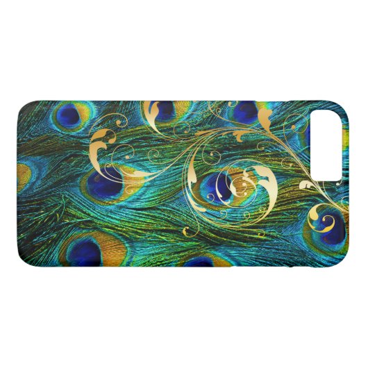 PixDezines Psychedelic Peacock+filigree swirls Case-Mate iPhoneケース (裏面(横))