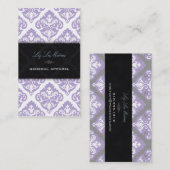 PixDezines Purple +ホワイトオリビアダマスク 名刺 (正面/裏面)