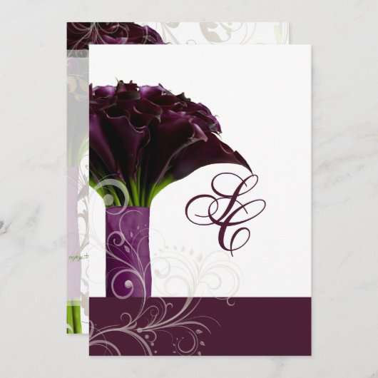 PixDezines purple calla lilies/diy 招待状 (正面/裏面)
