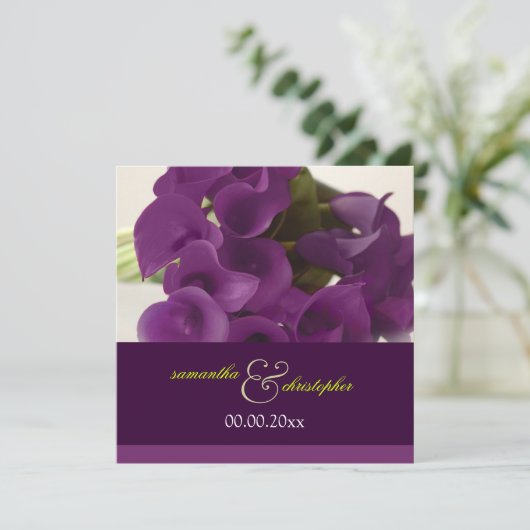 PixDezines PURPLE CALLA LILY BOUQUET 招待状 (スタンド正面)