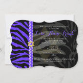 PixDezines purple/DIY color/Zebraバルミツワー 招待状 (裏面)