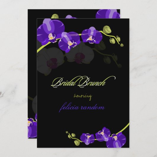 PixDezines PURPLE ORCHID/ブライダル/diy背景 招待状 (正面/裏面)