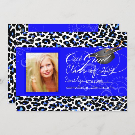 PixDezines pyschedelic cheetah 2013卒業 招待状 (正面/裏面)