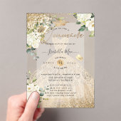PixDezines Quinceanera Champagne Gold Glitter Gown アクリル招待状 (インサイチュ (ポータブル))