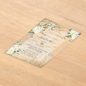 PixDezines Quinceanera Champagne Gold Glitter Gown アクリル招待状 (レイダウン)