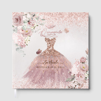 PixDezines Quinceanera Dusty Rose Gold Gown ゲストブック