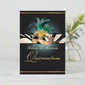 PixDezines Quincenera/ティール(緑がかった色)Zebra/DIYカラー!! 招待状 (スタンド正面)