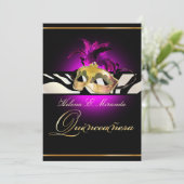 PixDezines Quincenera/Magenta Zebra/DIYカラー!! 招待状 (スタンド正面)