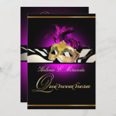 PixDezines Quincenera/Magenta Zebra/DIYカラー!! 招待状 (正面/裏面)