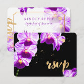PixDezines Radiant Orchid/フローラ/RSVP/DIY 出欠カード (正面/裏面)